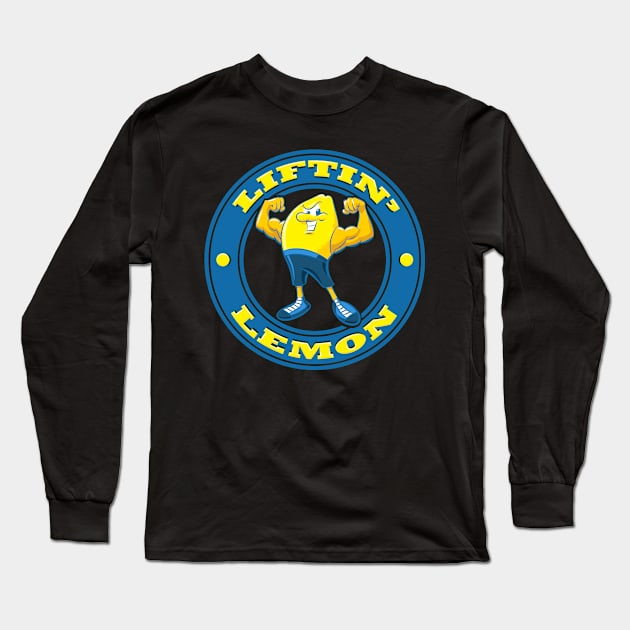 Liftin' Lemon BLUE - Front Print Long Sleeve T-Shirt by jlemon